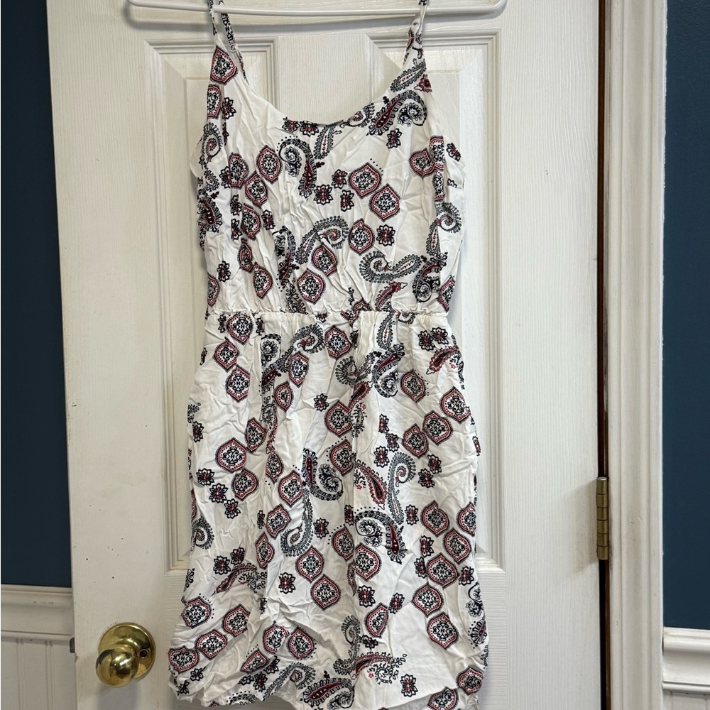 Old Navy White, Red, & Black Patterned Mini Dress